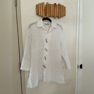 Courtney Washington Textured Button-Down Shirt/Jacket/Tunic Sz M